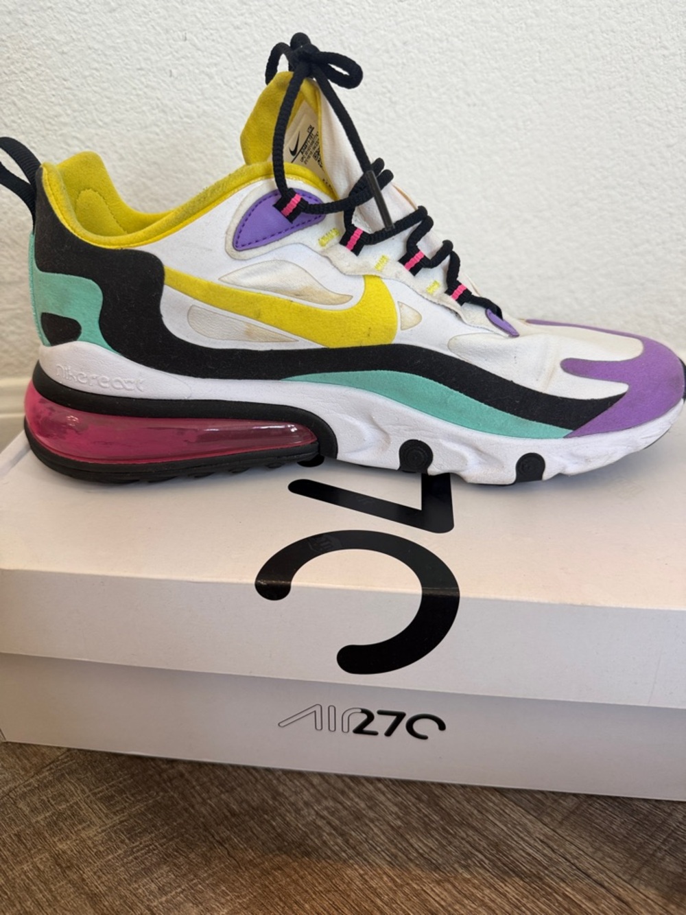Nike White Air Max 270 React Shoe Box - Picture 6 of 8